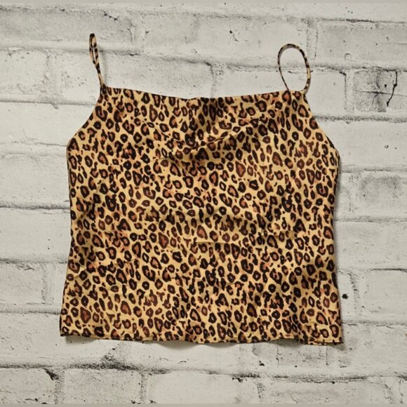 Zara Leopard Print Satin Cowl Neck Camisole Top Women’s Medium - Picture 3 of 8